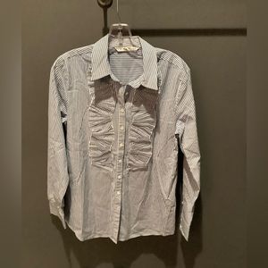 TRINA TURK Blue and White Striped Blouse